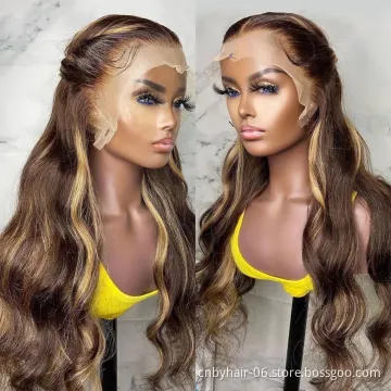 Virgin Brazilian Cuticle Aligned Hd Full Lace Frontal Human Hair Wig,613 Blonde Highlight Transparent Curly Lace Front Wig